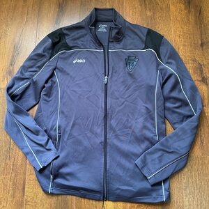 Asics Running Jacket Black blue Full Zip Mesh Activewear Men's Large Casual
